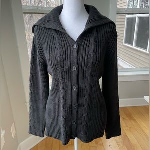 Vintage The Limited Black Chunky Knit Cardigan Cotton Size Medium